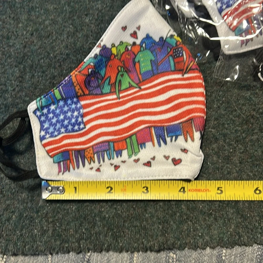 Bundle of FIVE Laurel Burch American Flag cotton Facemask